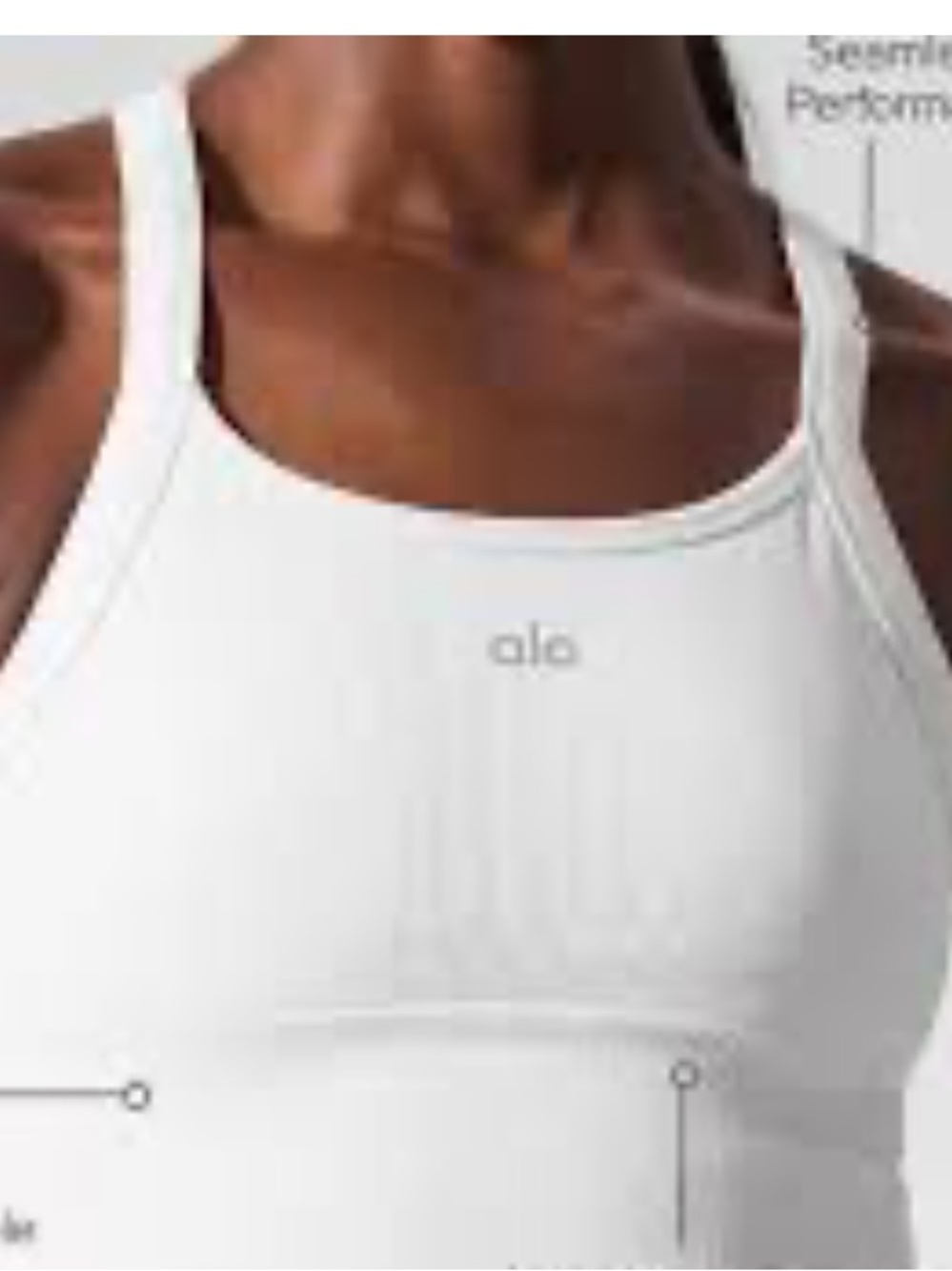 Alo Yoga Seamless Ribbed Favorite Bra Tank White - Picture 4 of 12